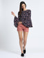 FLORAL BELL SLEEVES SHORT TOP